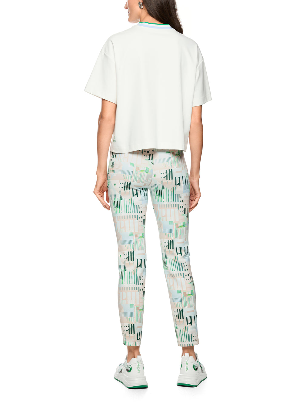 Marc Cain Sportief T‑Shirt Korte Mouw – Wit-47% katoen, 47% modal, 6% elastaan-DAMES TOPS & BLOUSES-Wit