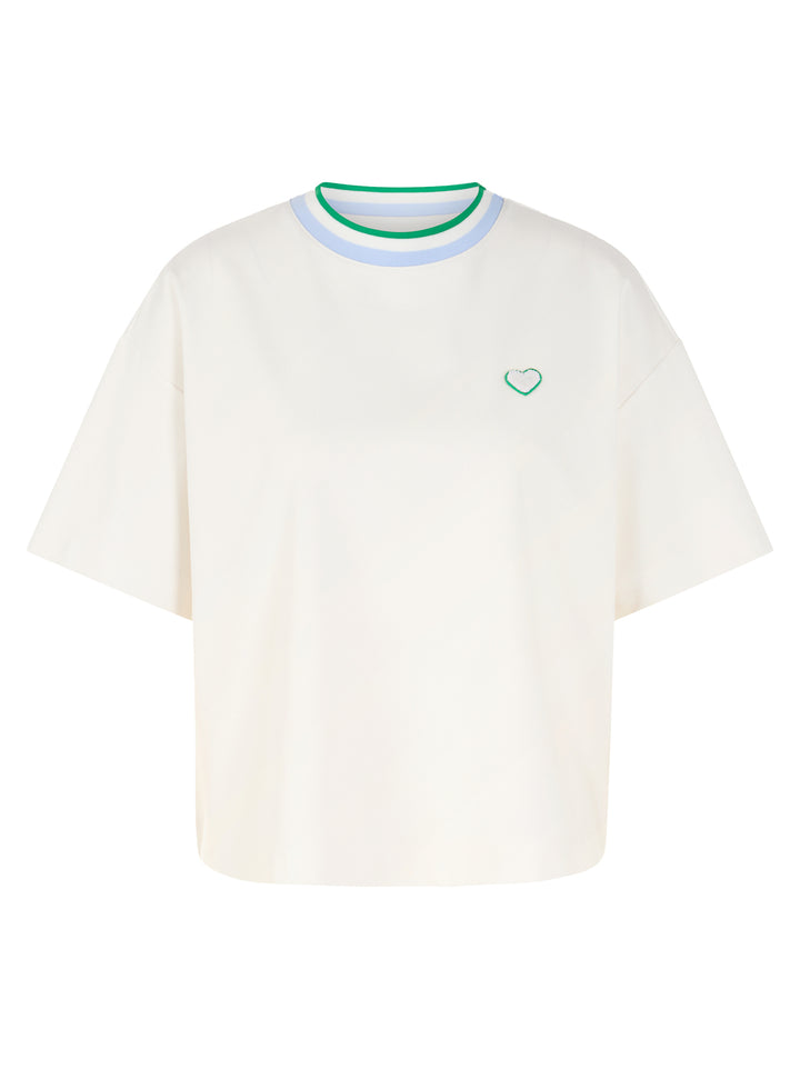 Marc Cain Sportief T‑Shirt Korte Mouw – Wit-47% katoen, 47% modal, 6% elastaan-DAMES TOPS & BLOUSES-Wit