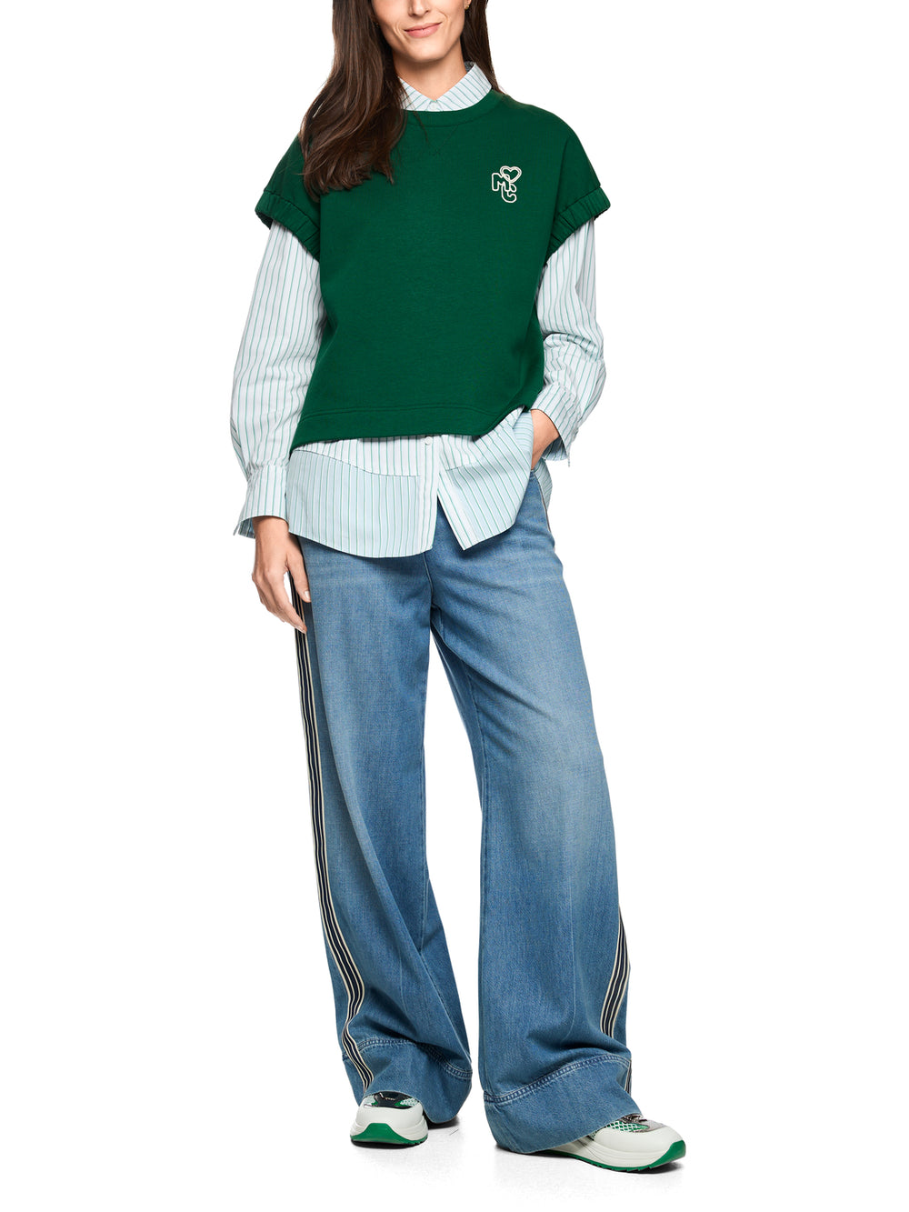 Marc Cain Sportieve T‑Shirt Korte Mouw – Groen-91% katoen, 9% polyamide-DAMES TOPS & BLOUSES-Groen