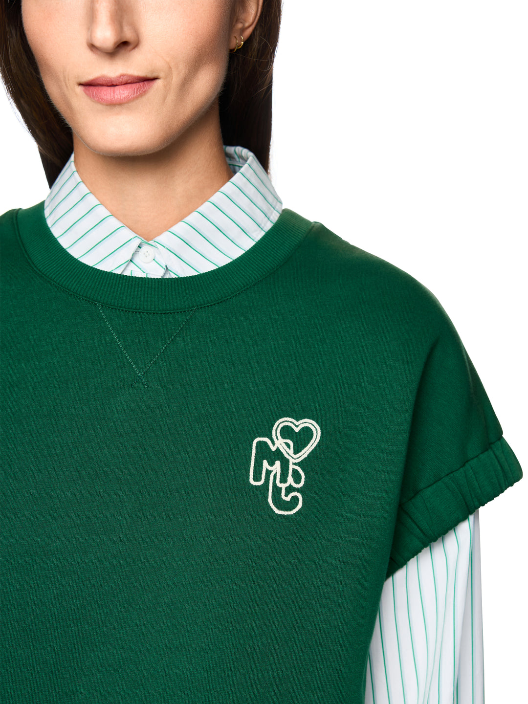 Marc Cain Sportieve T‑Shirt Korte Mouw – Groen-91% katoen, 9% polyamide-DAMES TOPS & BLOUSES-Groen