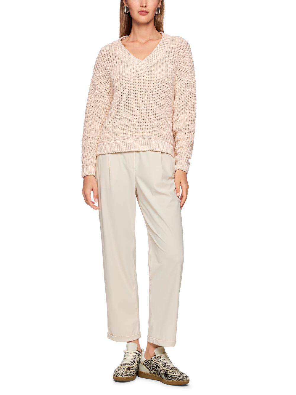 Marc Cain Sports – Beige Gebreide Trui-59% katoen, 41% polyamide-DAMES TRUIEN & VESTEN-Beige