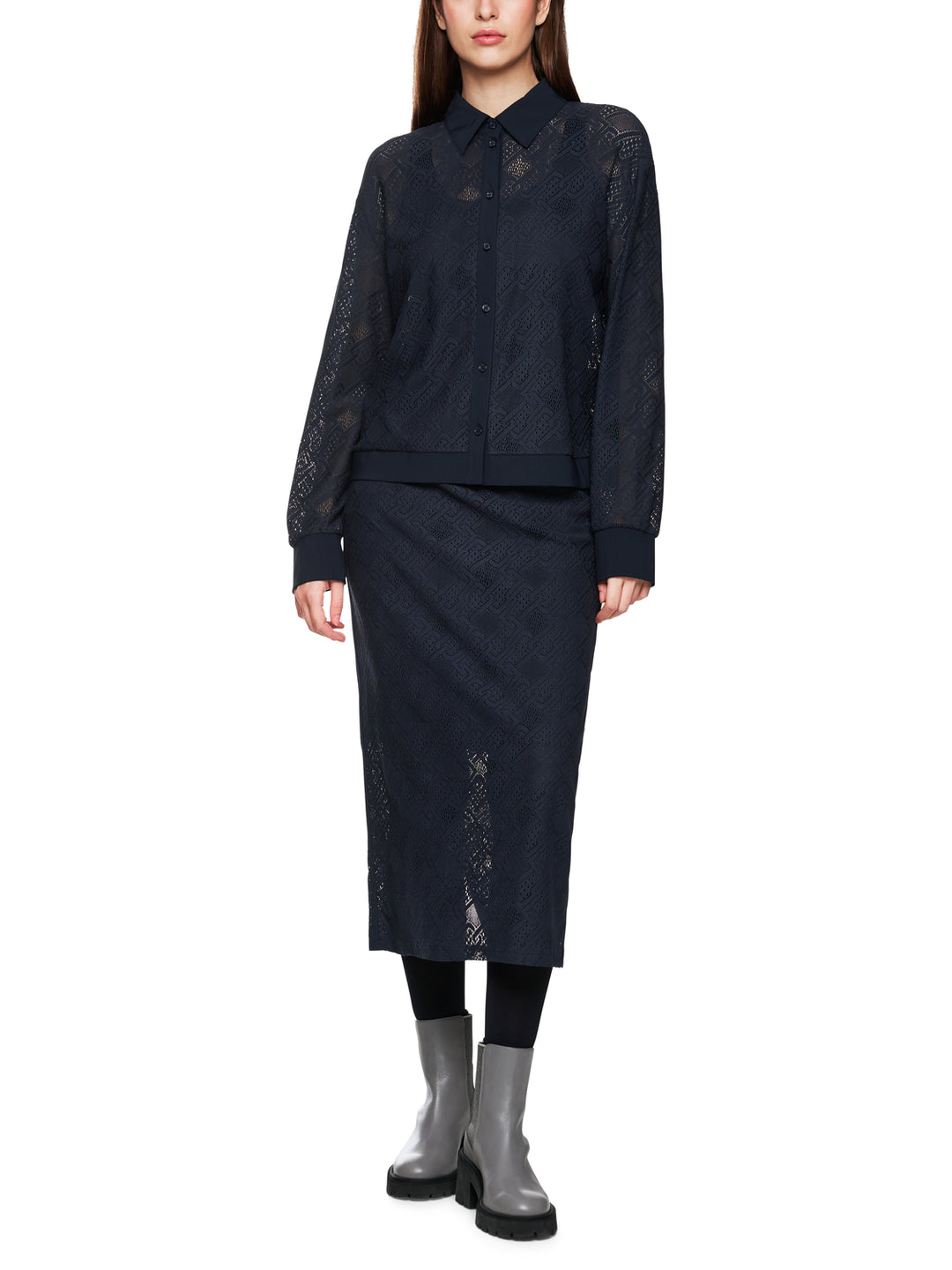 Marc Cain Sports Blouse Lange Mouw – Blauw-93% polyamide, 7% elasthaan-DAMES TOPS & BLOUSES-Blauw