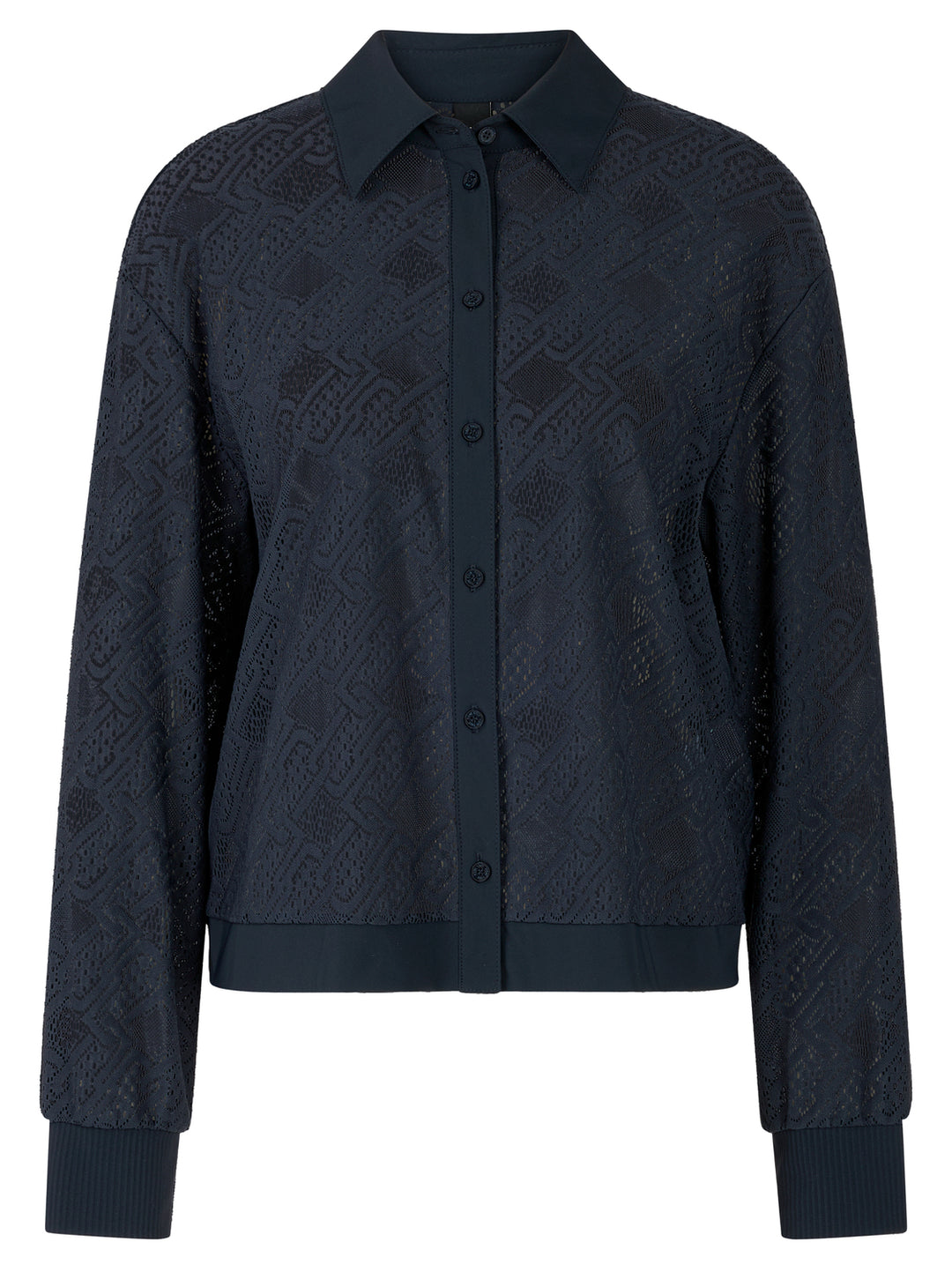 Marc Cain Sports Blouse Lange Mouw – Blauw-93% polyamide, 7% elasthaan-DAMES TOPS & BLOUSES-Blauw