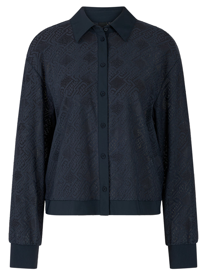 Marc Cain Sports Blouse Lange Mouw – Blauw-93% polyamide, 7% elasthaan-DAMES TOPS & BLOUSES-Blauw
