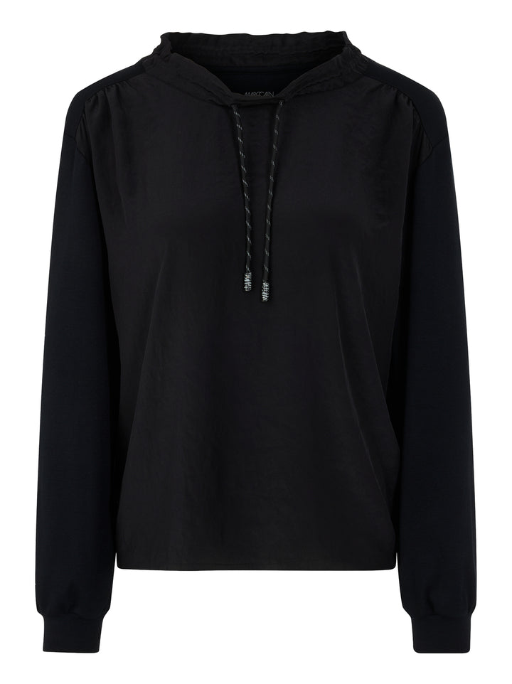 Marc Cain Sports – Blouse met Lange Mouw Zwart-94% katoen, 6% elastaan-DAMES TOPS & BLOUSES-Zwart