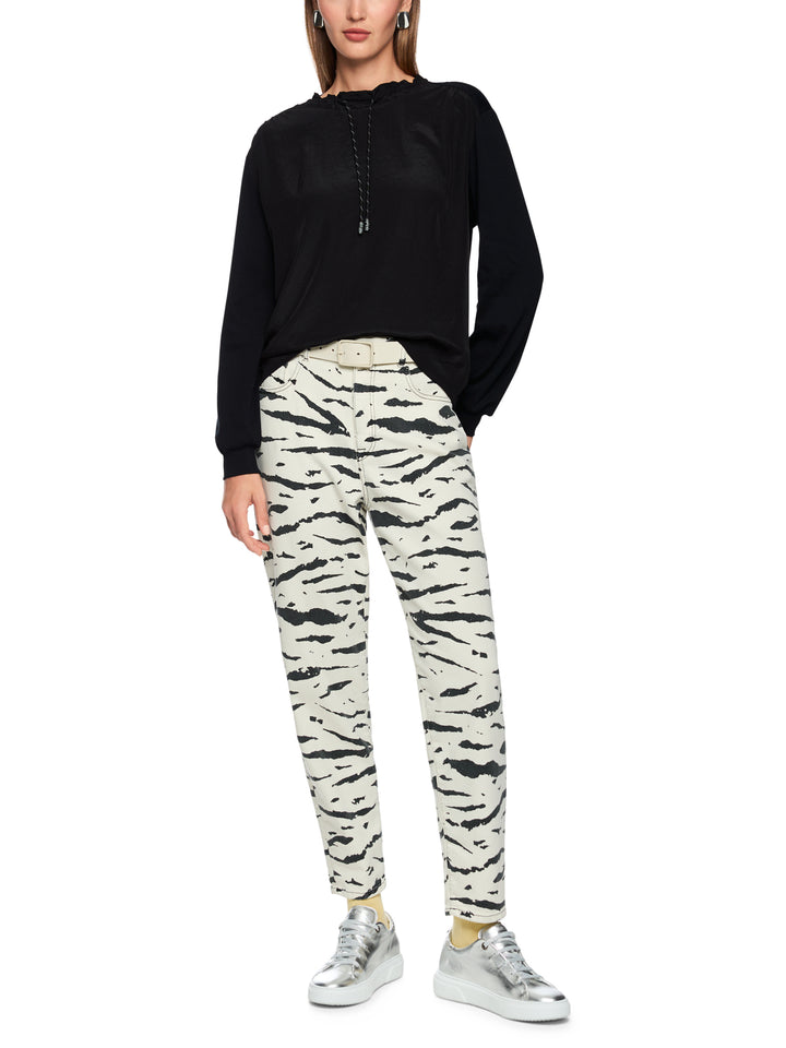 Marc Cain Sports – Blouse met Lange Mouw Zwart-94% katoen, 6% elastaan-DAMES TOPS & BLOUSES-Zwart