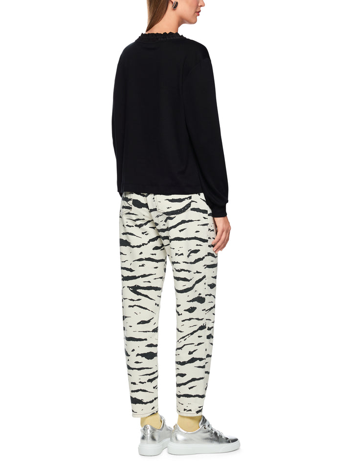 Marc Cain Sports – Blouse met Lange Mouw Zwart-94% katoen, 6% elastaan-DAMES TOPS & BLOUSES-Zwart