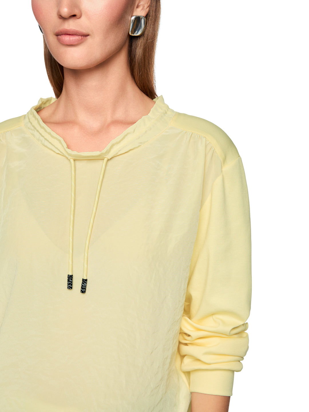 Marc Cain Sports – Gele Blouse met Lange Mouwen-94% katoen, 6% elastaan-DAMES TOPS & BLOUSES-Geel