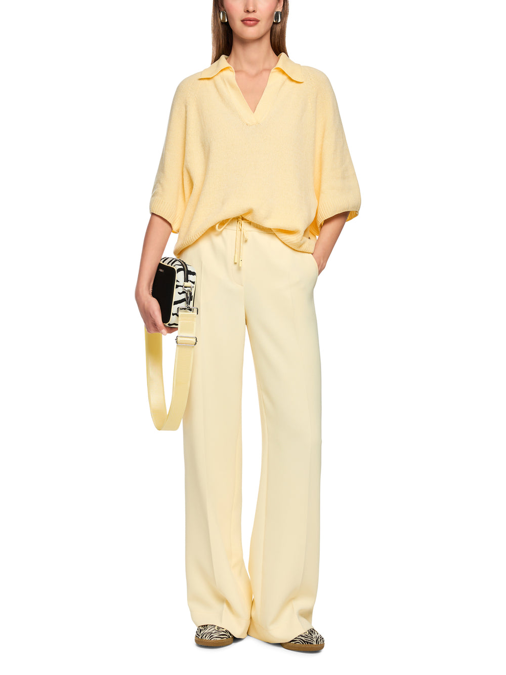 Marc Cain Sports – Gele Polo met Korte Mouw-47% katoen, 45% viscose-DAMES TOPS & BLOUSES-Geel