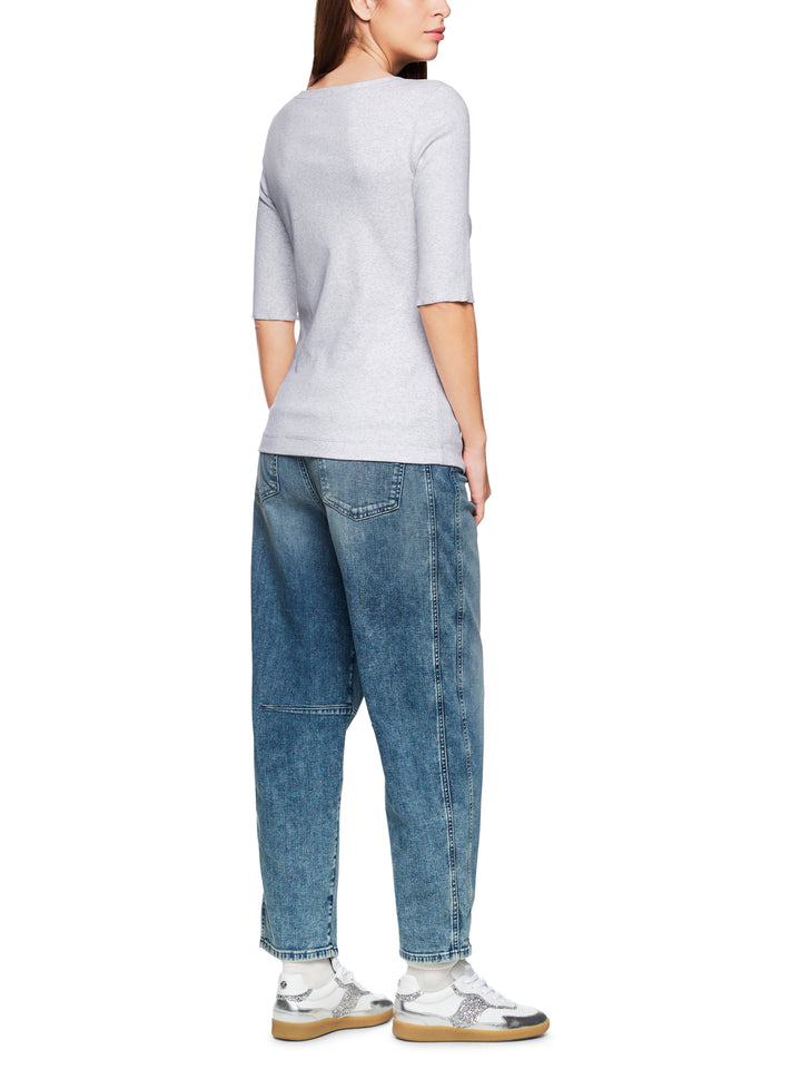 Marc Cain Sports Jersey T-shirt – Grijs-94% katoen, 6% elasthaan-DAMES TOPS & BLOUSES-Grijs