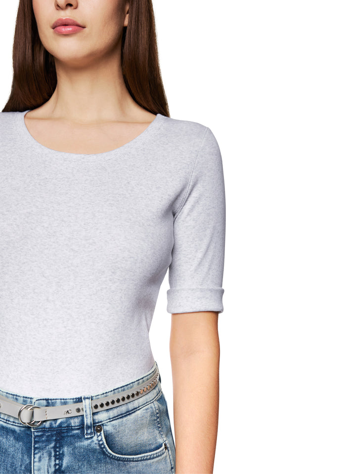 Marc Cain Sports Jersey T-shirt – Grijs-94% katoen, 6% elasthaan-DAMES TOPS & BLOUSES-Grijs