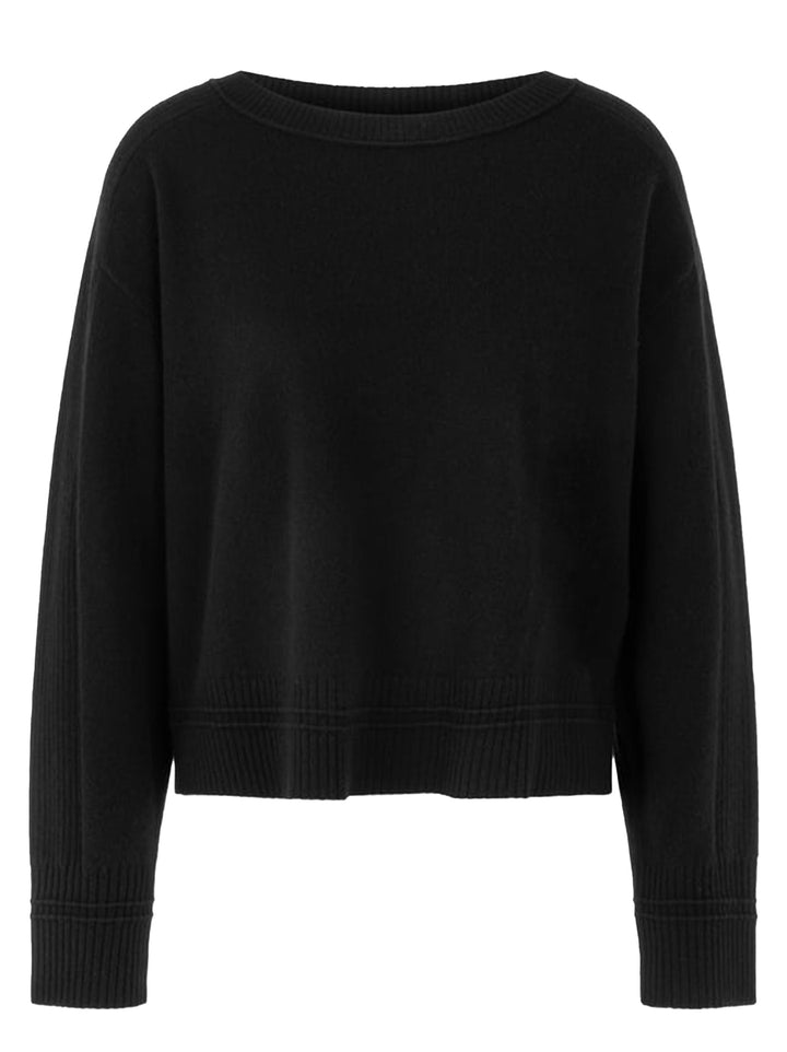 Marc Cain Sports Knit Round Neck Sweater – Zwart-90% wol, 10% cashmere-DAMES TRUIEN & VESTEN-Zwart