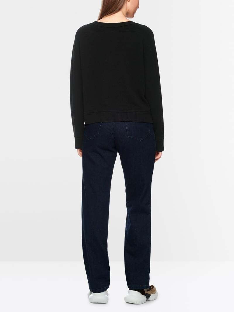 Marc Cain Sports Knit Round Neck Sweater – Zwart-90% wol, 10% cashmere-DAMES TRUIEN & VESTEN-Zwart