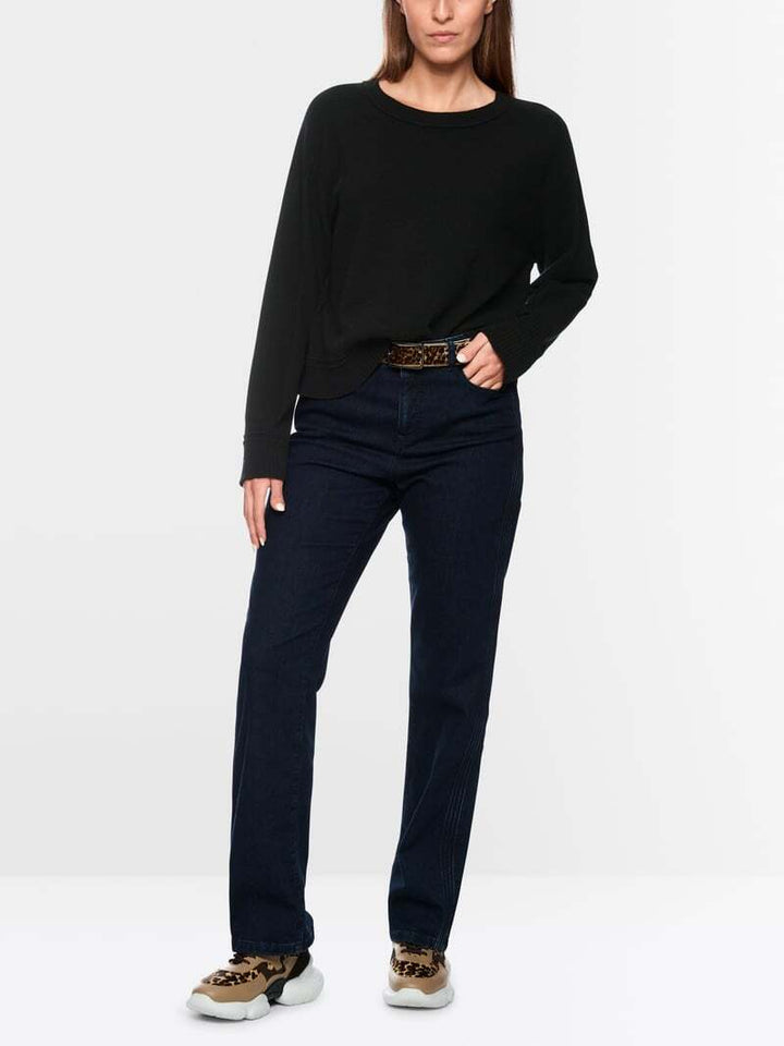 Marc Cain Sports Knit Round Neck Sweater – Zwart-90% wol, 10% cashmere-DAMES TRUIEN & VESTEN-Zwart