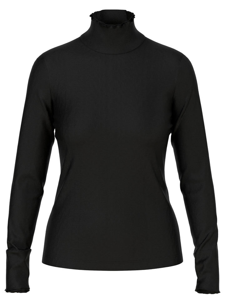 Marc Cain Sports Longsleeve – Zwart-94% katoen, 6% elastaan-DAMES TOPS & BLOUSES-Zwart