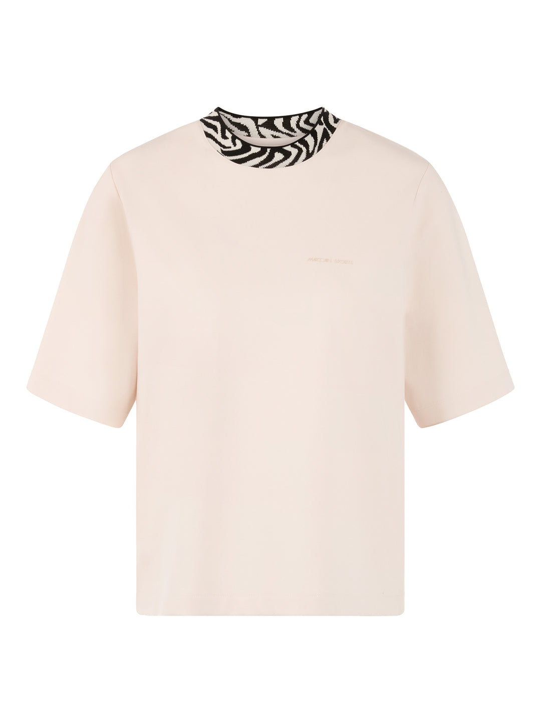 Marc Cain Sports – T-shirt Korte Mouw Beige-47% katoen, 47% modal, 6% elastaan-DAMES TOPS & BLOUSES-Beige