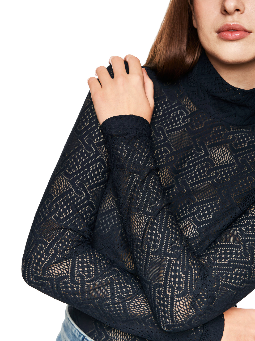 Marc Cain Sports T-shirt Lange Mouw – Blauw-93% polyamide, 7% elasthaan-DAMES TOPS & BLOUSES-Blauw