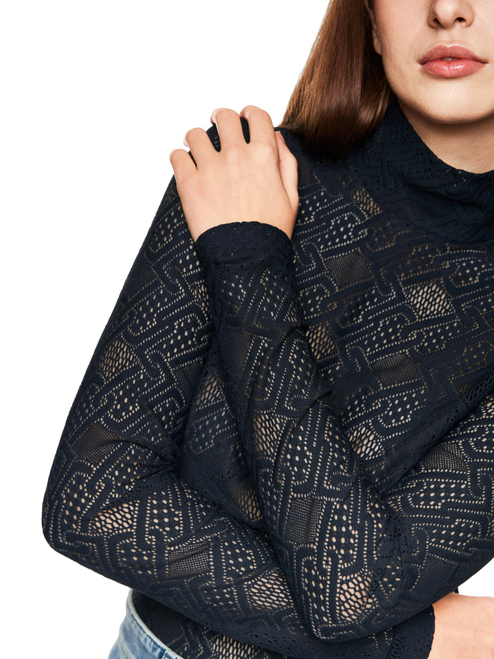 Marc Cain Sports T-shirt Lange Mouw – Blauw-93% polyamide, 7% elasthaan-DAMES TOPS & BLOUSES-Blauw