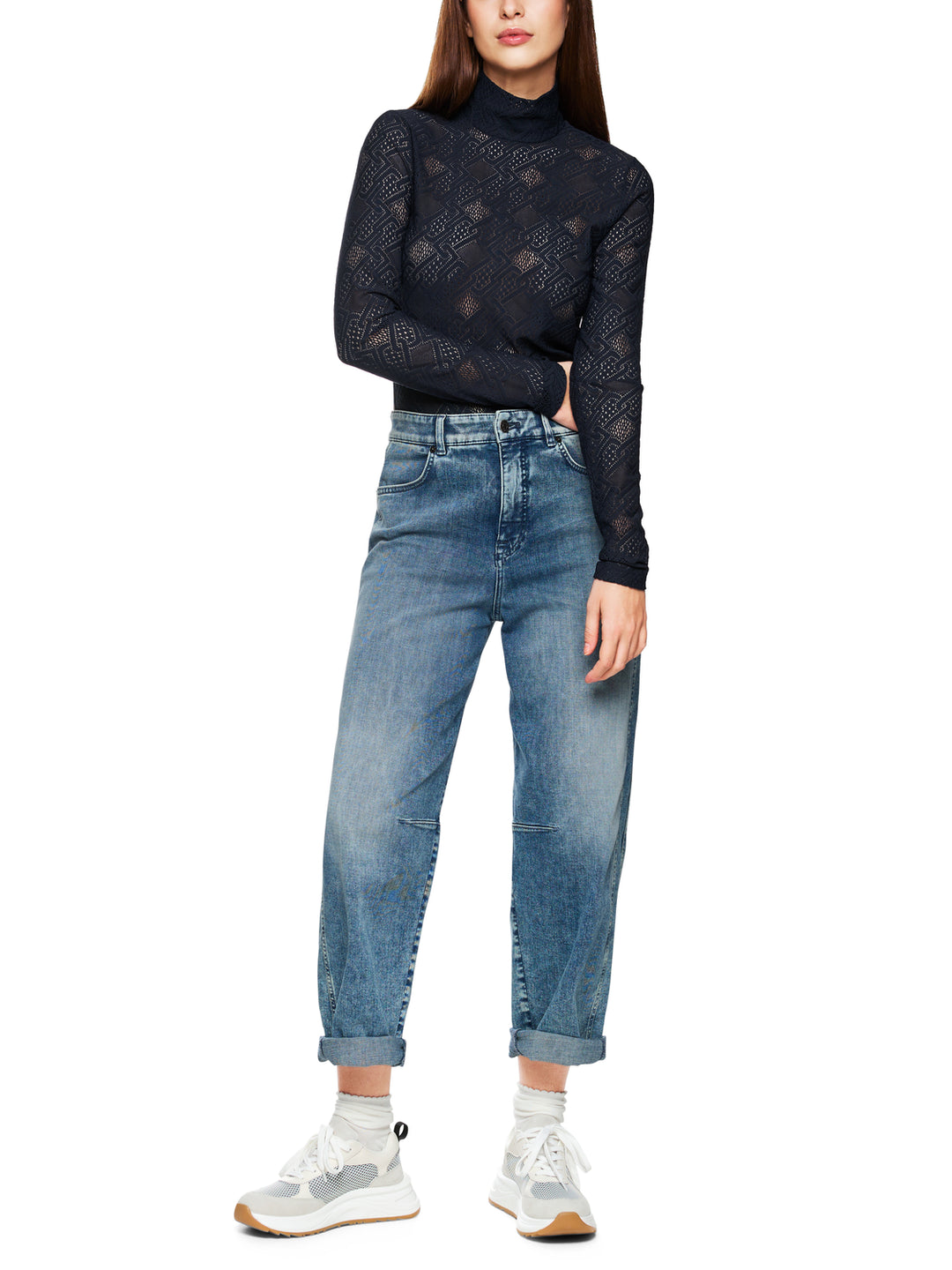 Marc Cain Sports T-shirt Lange Mouw – Blauw-93% polyamide, 7% elasthaan-DAMES TOPS & BLOUSES-Blauw