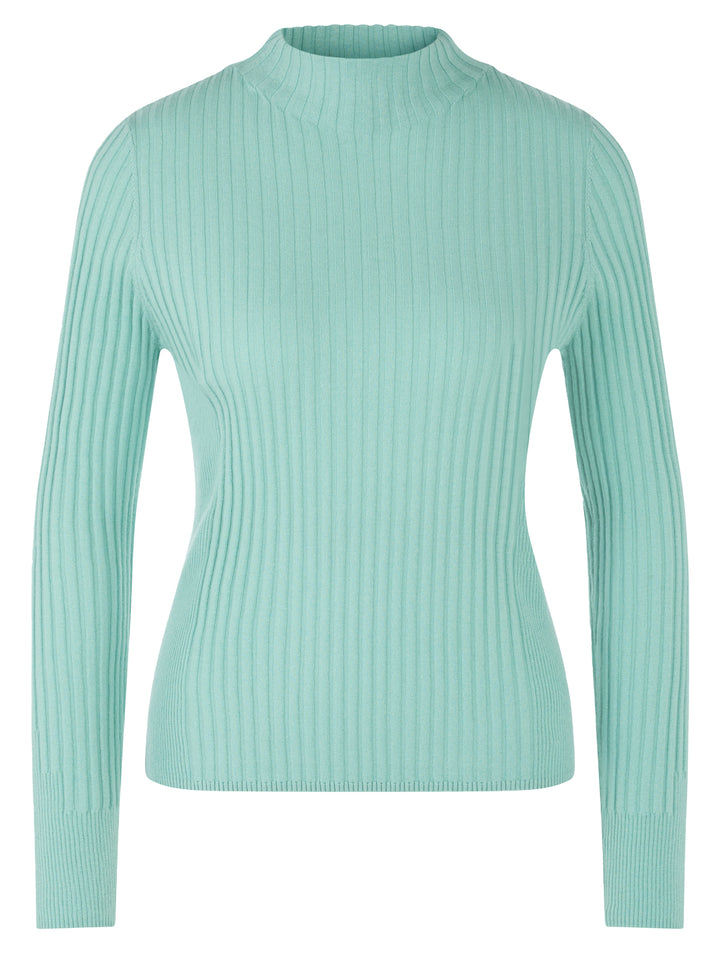 Marc Cain Sports Wool‑Cashmere Sweater – Blauw-47% wol, 38% viscose, 10% polyamide, 5% elastaan-DAMES TRUIEN & VESTEN-Bla