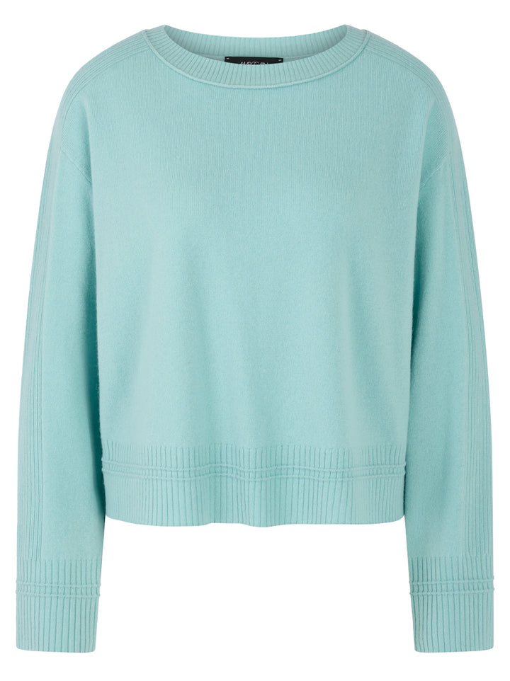 Marc Cain Sports Wool‑Cashmere Sweater – Blauw-90% wol, 10% cashmere-DAMES TRUIEN & VESTEN-Blauw