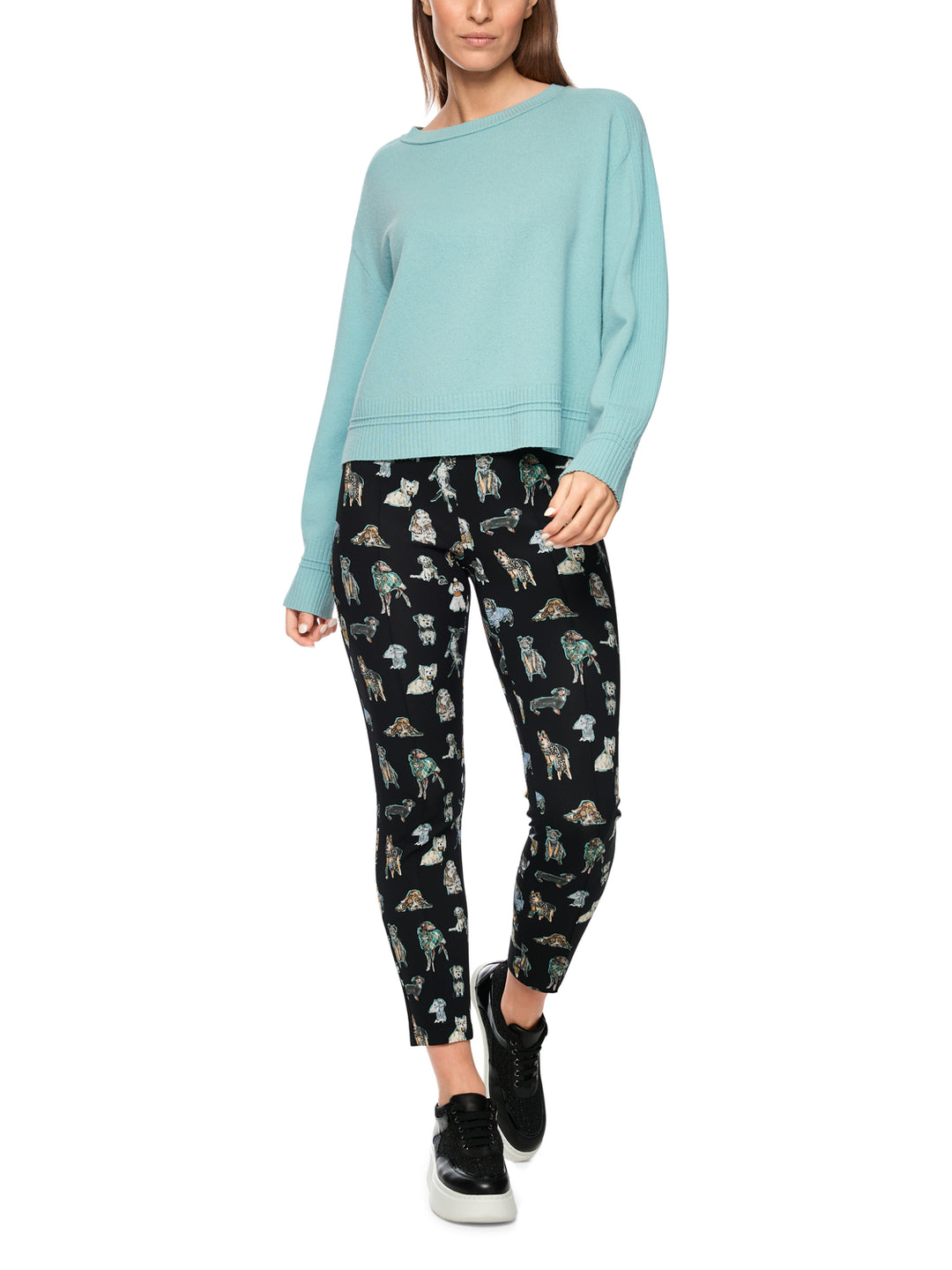 Marc Cain Sports Wool‑Cashmere Sweater – Blauw-90% wol, 10% cashmere-DAMES TRUIEN & VESTEN-Blauw