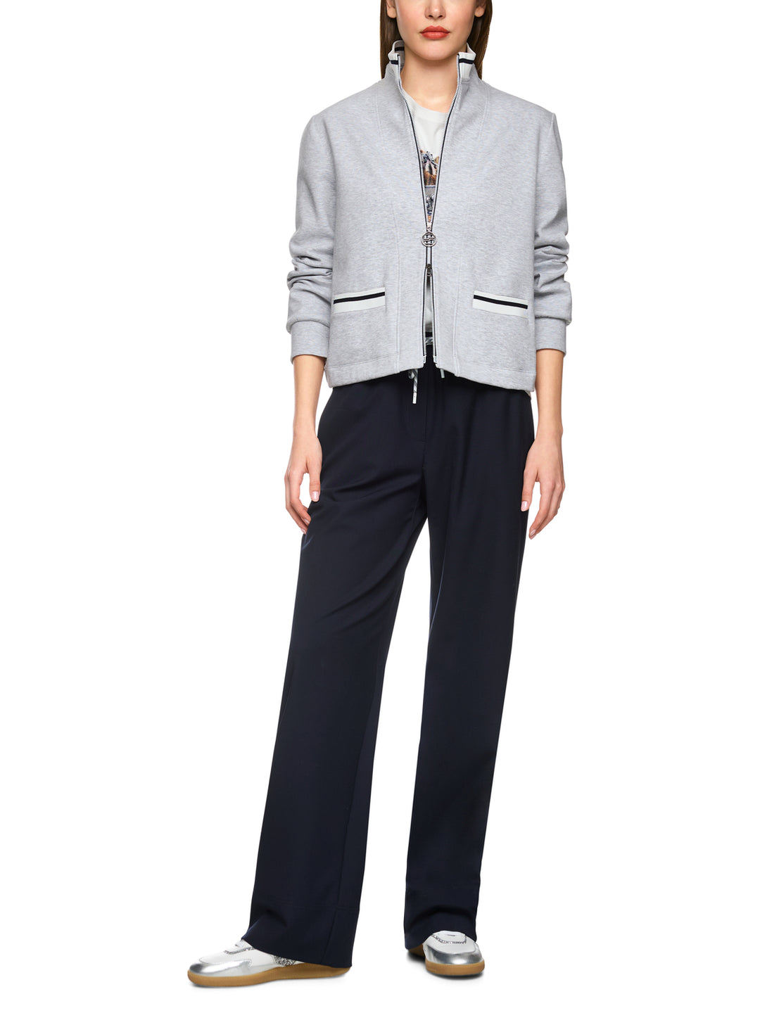 Marc Cain Sports zip‑jack – Grijs-82% katoen, 14% polyester, 4% elasthaan-DAMES JASSEN & JACKS-Grijs