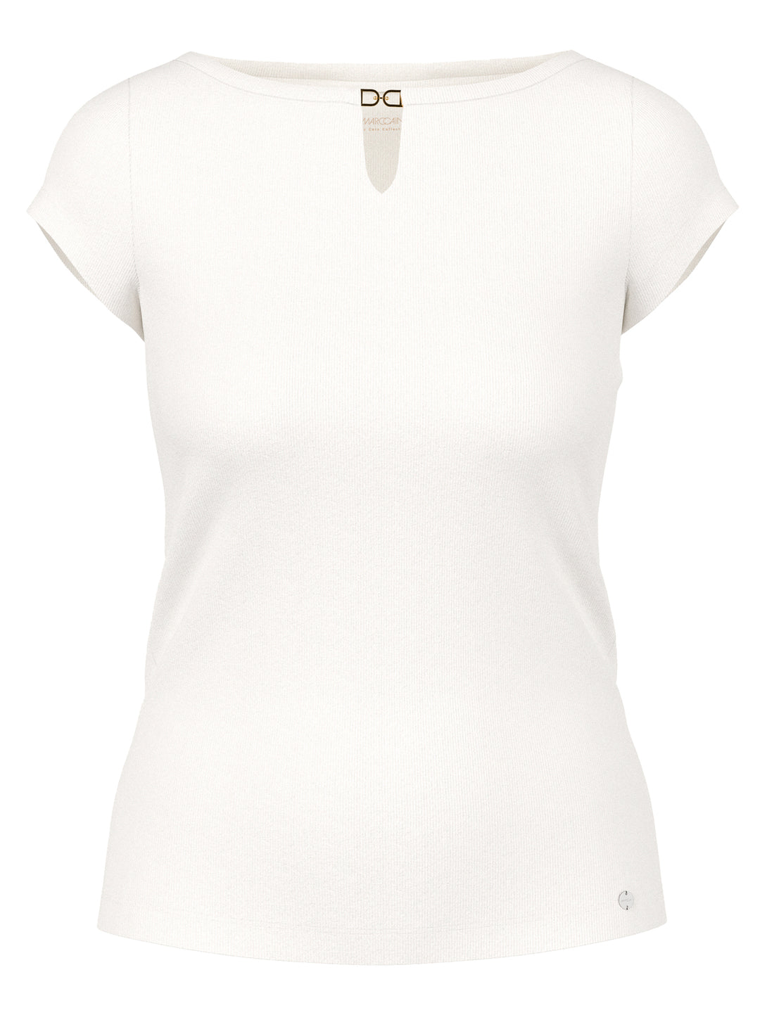 Marc Cain Stretch Katoenen Shirt met Cut Out – Wit-50% modal, 40% polyamide, 10% elastaan-DAMES TOPS & BLOUSES-Wit