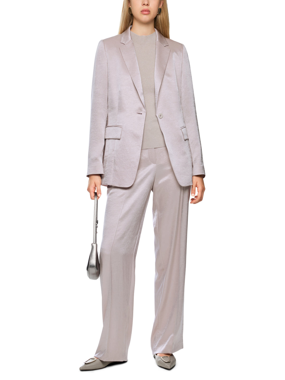 Marc Cain Sweat Blazer Lange Mouw – Roze-86% triacetate, 14% polyester -DAMES BLAZERS & GILETS-Roze