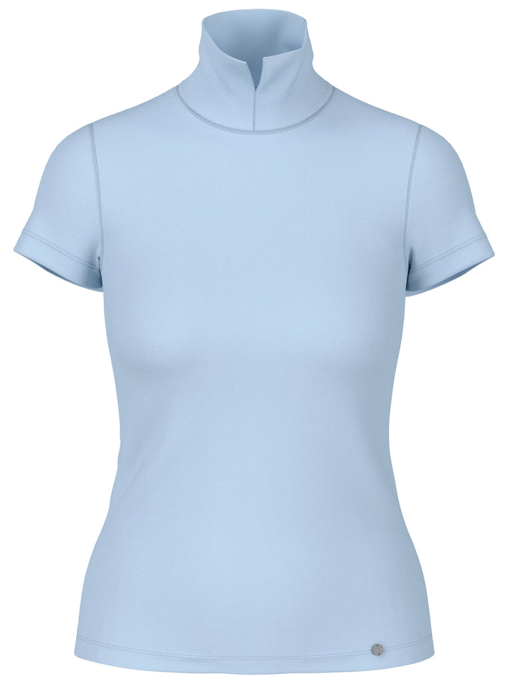 Marc Cain T-Shirt Korte Mouw – Blauw-95% katoen, 5% elastaan-DAMES TOPS & BLOUSES-Blauw