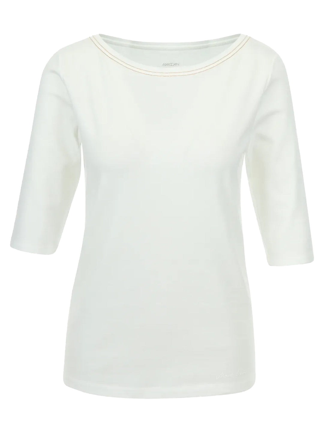 Marc Cain T‑shirt korte mouw – Crème-92% katoen, 8% elastaan-DAMES TOPS & BLOUSES-Room