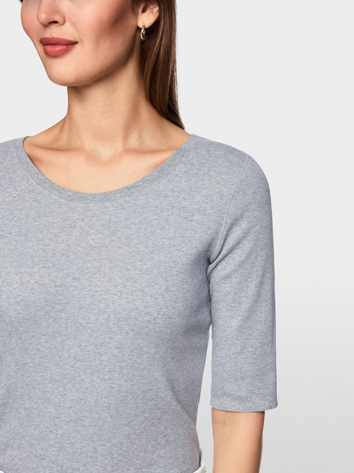 Marc Cain T-Shirt Korte Mouw – Grijs-94% katoen,, 6% elastaan-DAMES TOPS & BLOUSES-Grijs