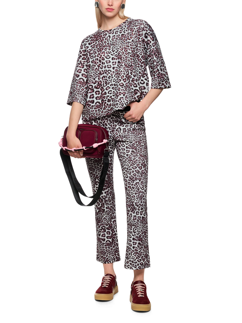 Marc Cain T‑shirt korte mouw – Rood-47% katoen, 47% modaal, 6% elastaan-DAMES TOPS & BLOUSES-Rood