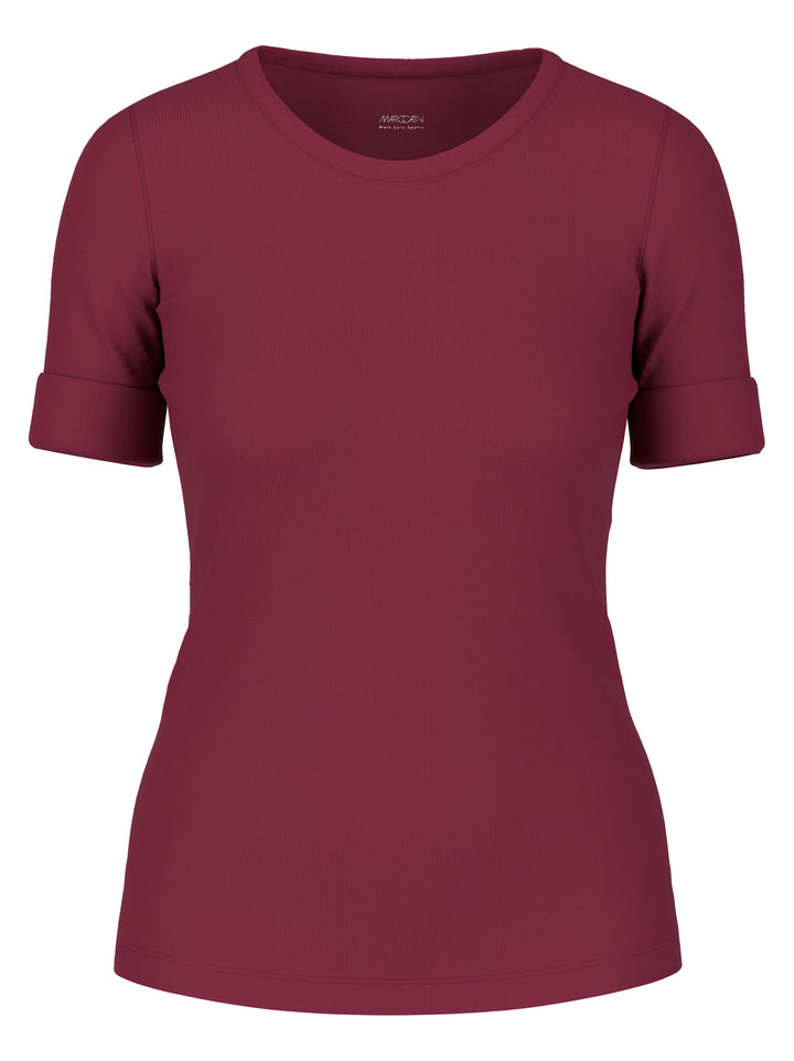 Marc Cain T‑shirt korte mouw – Rood-94% katoen,, 6% elastaan-DAMES TOPS & BLOUSES-Rood
