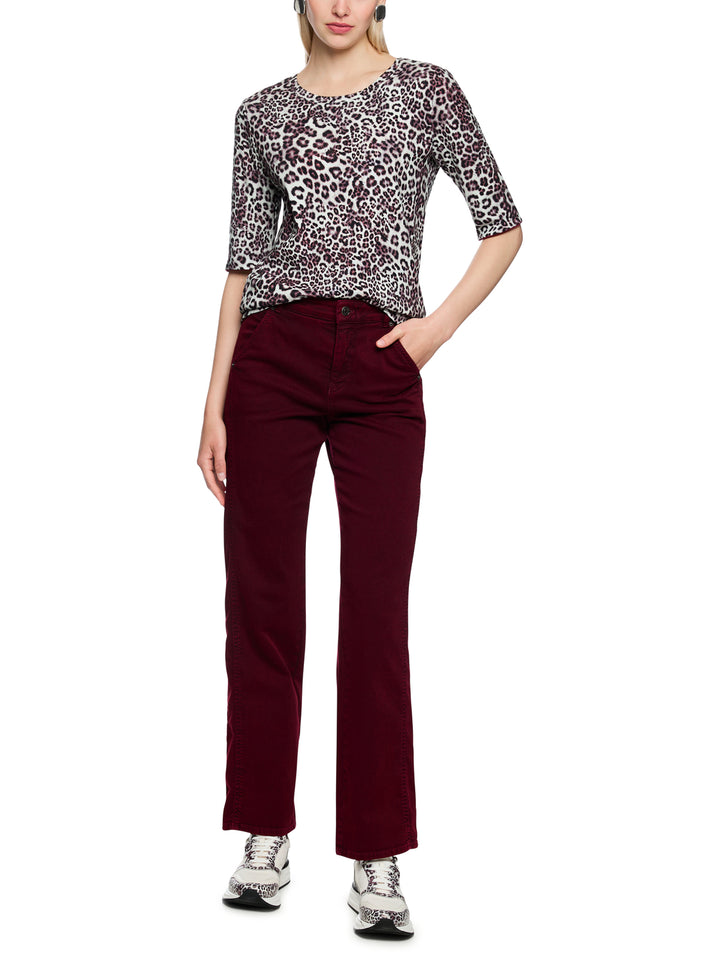 Marc Cain T‑shirt korte mouw – Rood-94% katoen, 6% elastaan-DAMES TOPS & BLOUSES-Rood