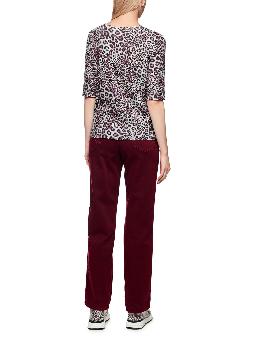Marc Cain T‑shirt korte mouw – Rood-94% katoen, 6% elastaan-DAMES TOPS & BLOUSES-Rood