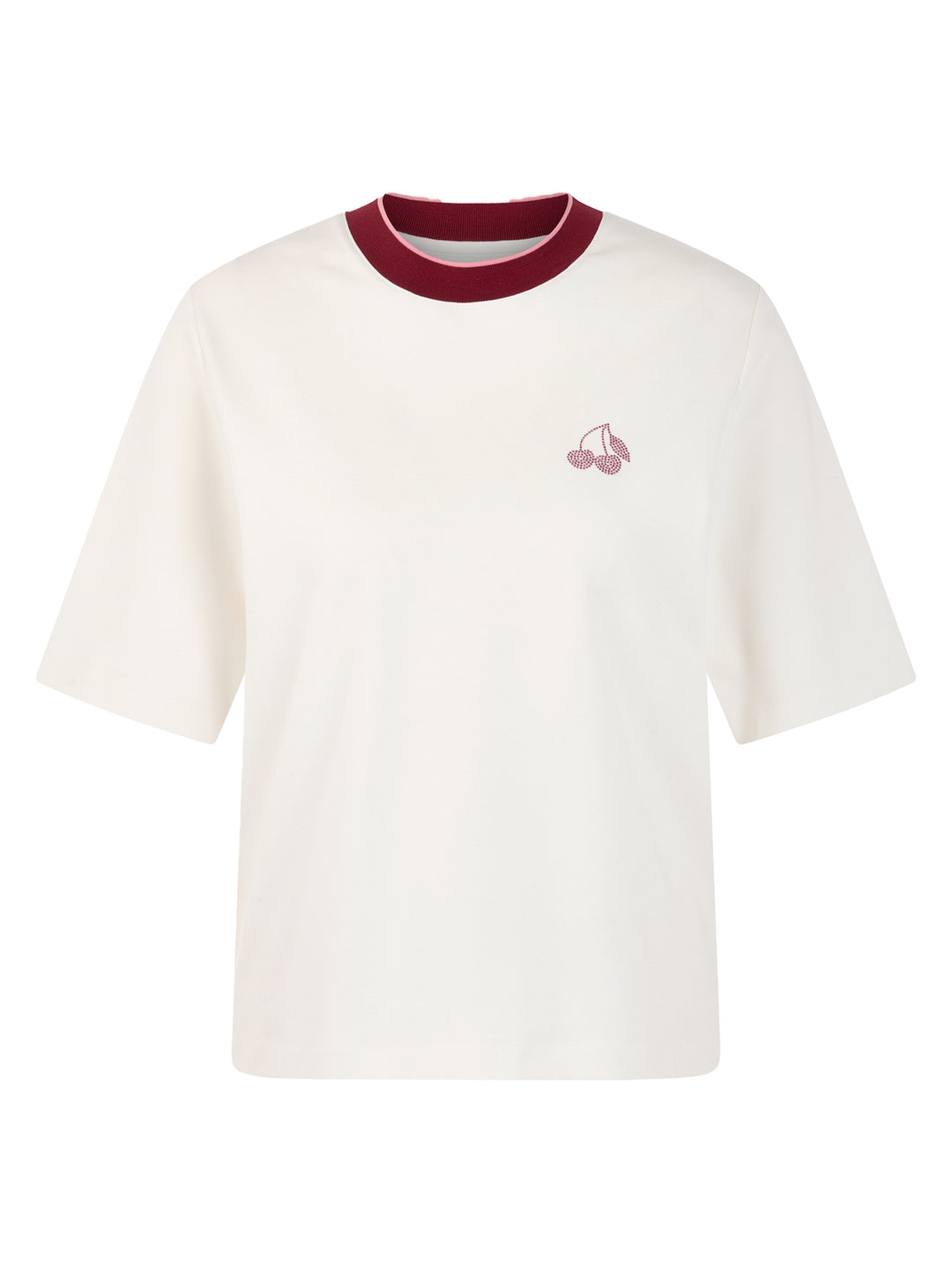 Marc Cain T‑shirt korte mouw – Wit-47% katoen, 47% modaal, 6% elastaan-DAMES TOPS & BLOUSES-Wit