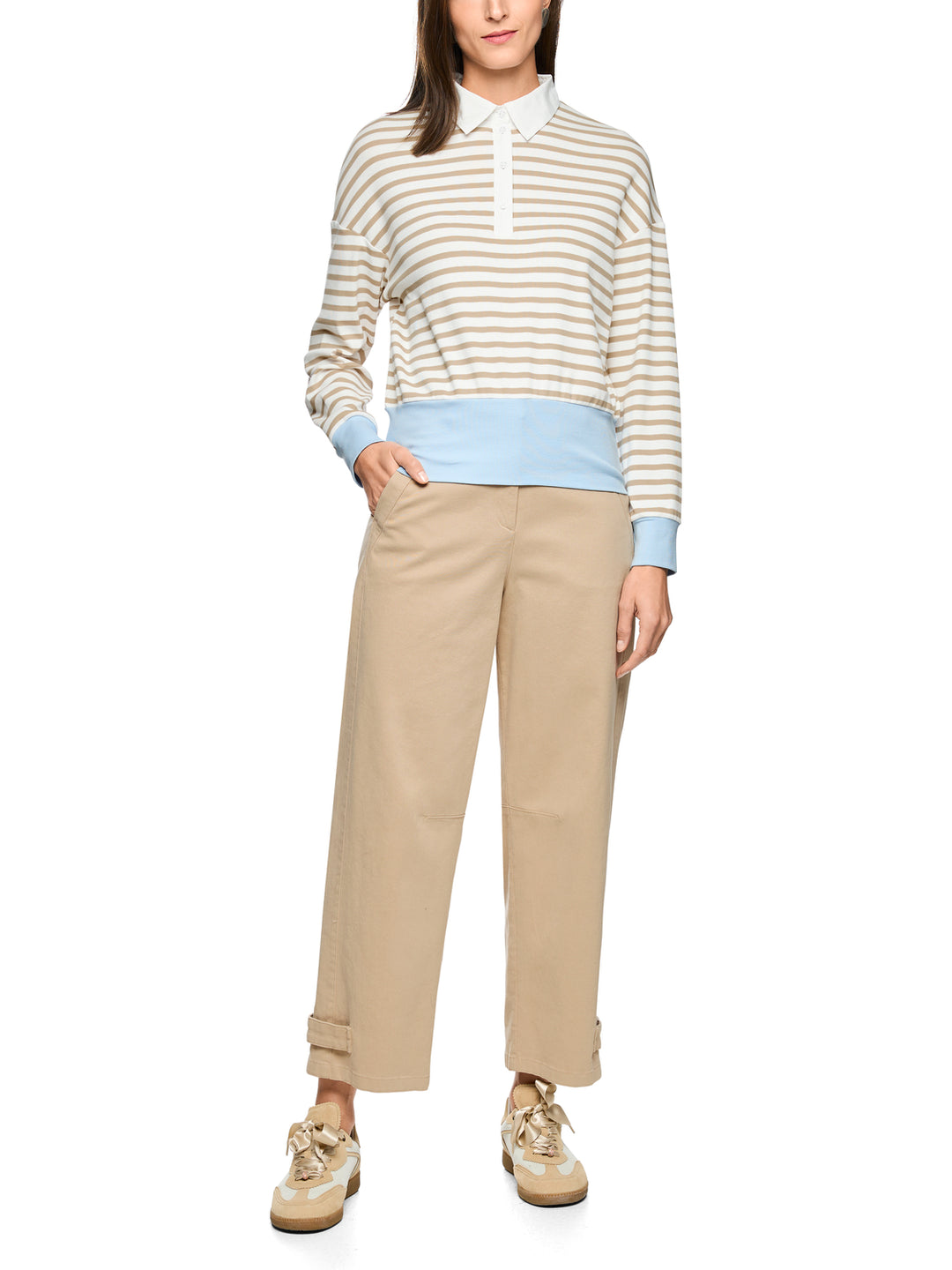 Marc Cain T‑Shirt Lange Mouw – Beige-94% katoen, 6% elastaan-DAMES TOPS & BLOUSES-Beige