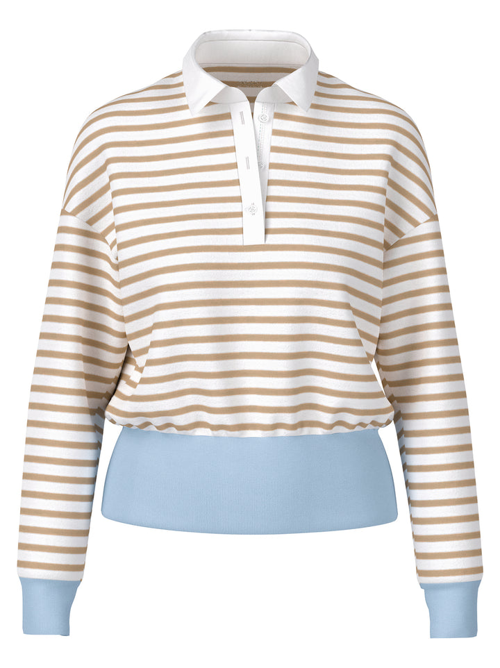 Marc Cain T‑Shirt Lange Mouw – Beige-94% katoen, 6% elastaan-DAMES TOPS & BLOUSES-Beige
