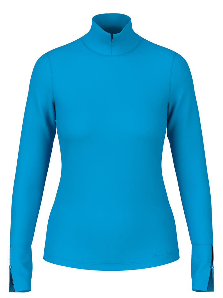 Marc Cain T-shirt Lange Mouw – Blauw-95% katoen, 5% elastaan-DAMES TOPS & BLOUSES-Blauw