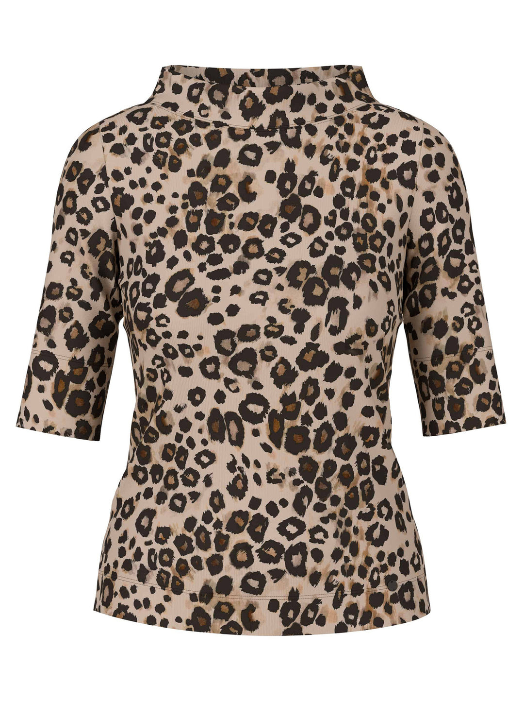 Marc Cain T-shirt Leopardprint – Bruin-94% katoen, 6% elastaan-DAMES TOPS & BLOUSES-Bruin