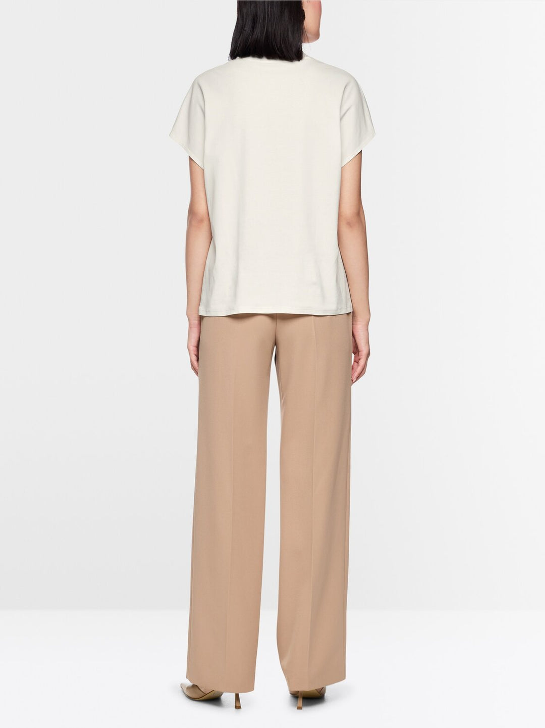 Marc Cain T-shirt met Hotfixsteentjes – Wit-95% katoen, 5% elastaan-DAMES TOPS & BLOUSES-Wit