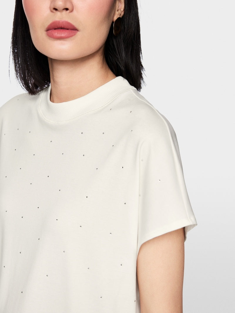 Marc Cain T-shirt met Hotfixsteentjes – Wit-95% katoen, 5% elastaan-DAMES TOPS & BLOUSES-Wit