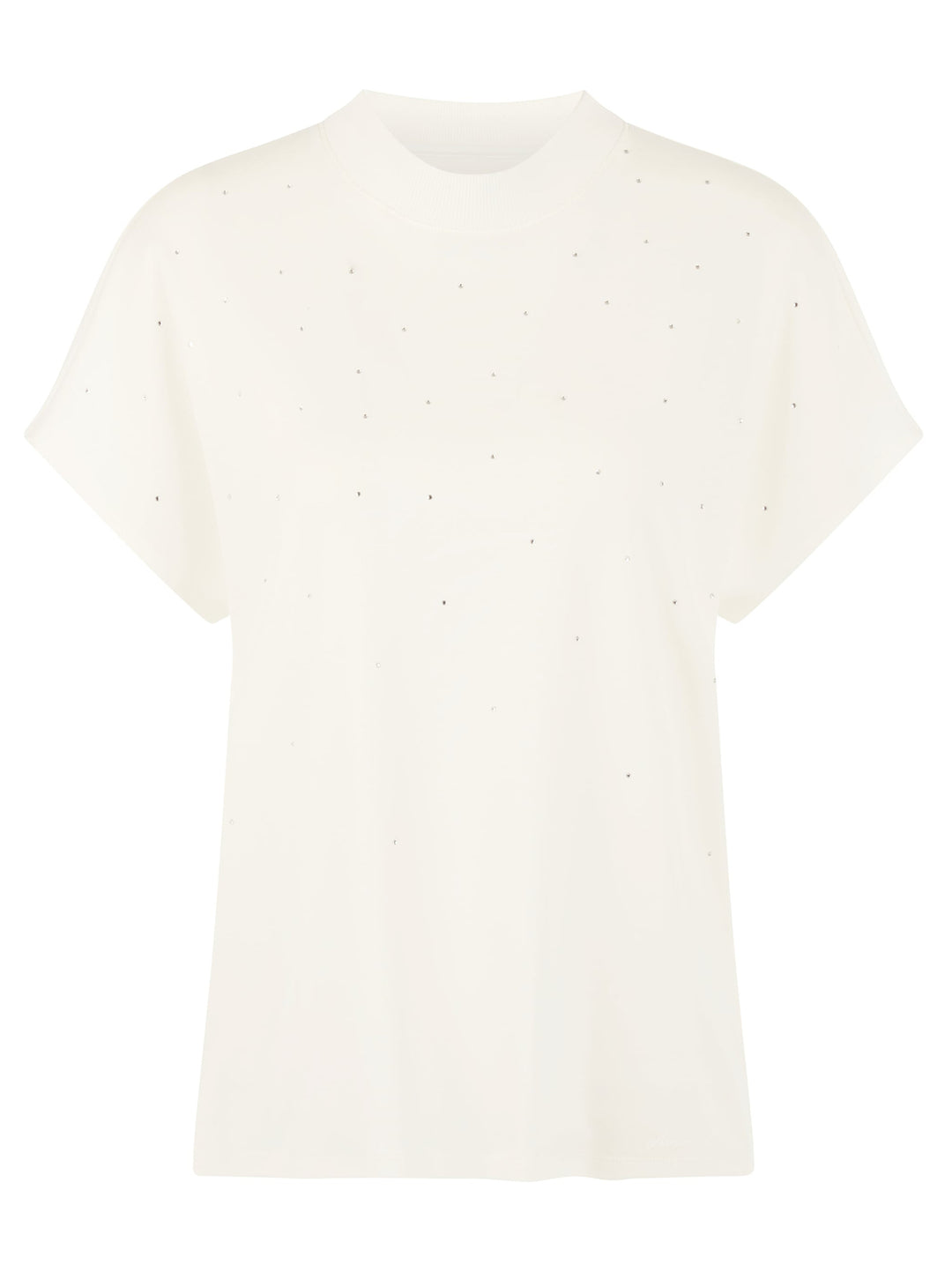 Marc Cain T-shirt met Hotfixsteentjes – Wit-95% katoen, 5% elastaan-DAMES TOPS & BLOUSES-Wit