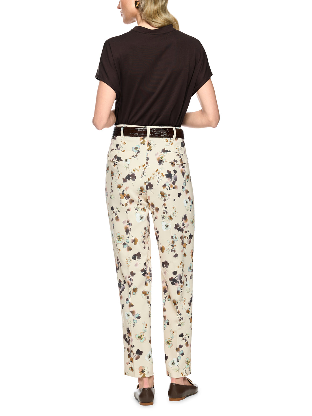 Marc Cain T-shirt met Kanten Afwerking – Bruin-95% katoen, 5% elastaan-DAMES TOPS & BLOUSES-Bruin