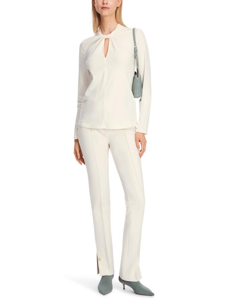 Marc Cain T-shirt met knoopeffect-92% katoen, 8% elastaan-DAMES TOPS & BLOUSES-Wit