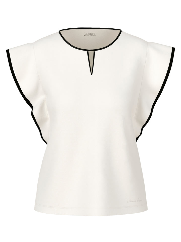 Marc Cain t-shirt met korte volantmouwen-alg.: 95% katoen, 5% elastaan-DAMES TOPS & BLOUSES-Room