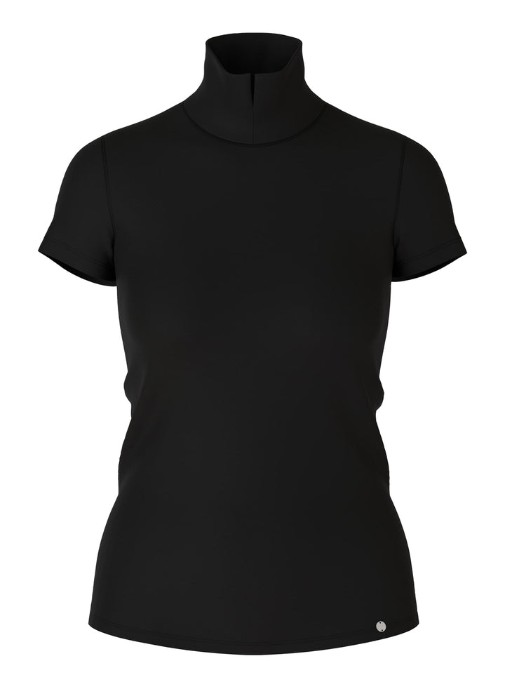 Marc Cain T-shirt met mockneck zwart-95% katoen, 5% elastaan-DAMES TOPS & BLOUSES-Zwart