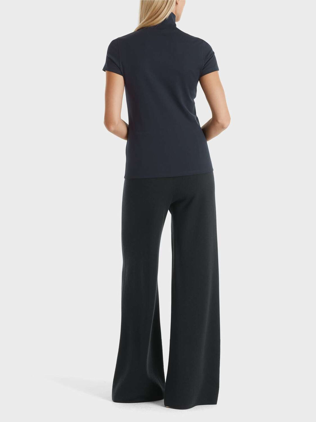 Marc Cain T-shirt met mockneck zwart-95% katoen, 5% elastaan-DAMES TOPS & BLOUSES-Zwart