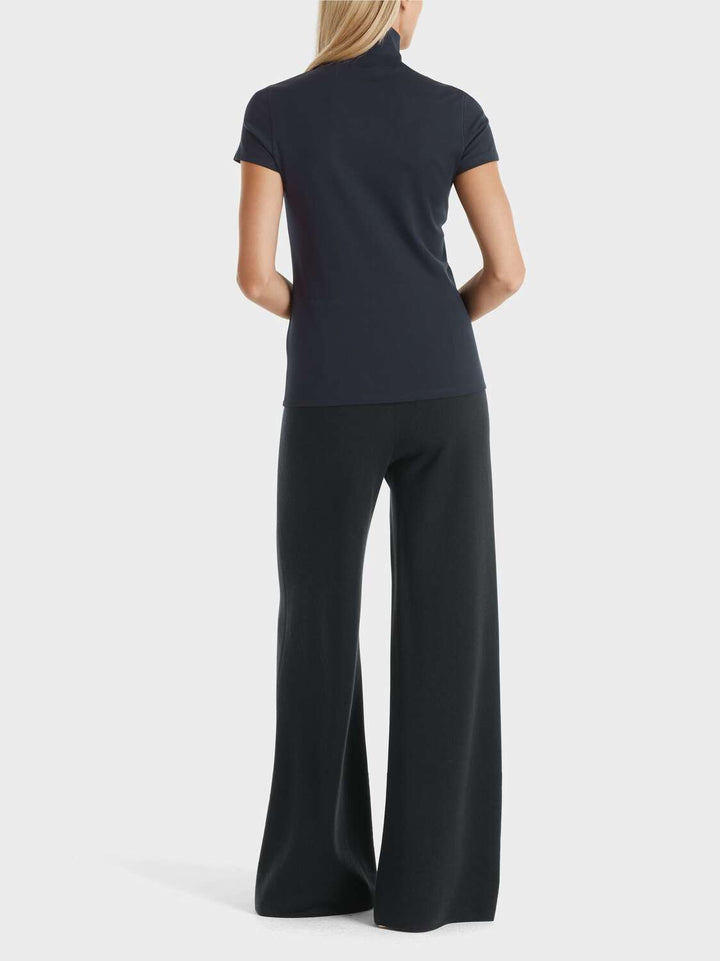 Marc Cain T-shirt met mockneck zwart-95% katoen, 5% elastaan-DAMES TOPS & BLOUSES-Zwart